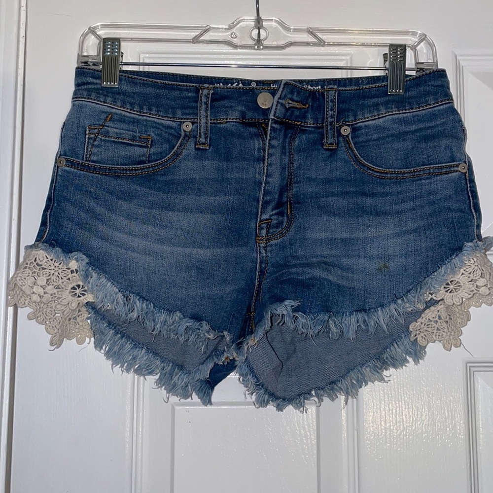 high rise jean shorts